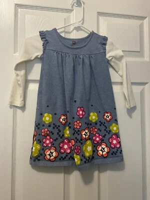 Tea Collection Girls Size 5 Tunic Top/Dress Long Sleeve Floral - Image 1 of 3