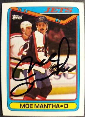Moe Mantha Winnipeg Jets 1990 Topps #354 NHL Autographed Hockey Card - Image 1 of 2