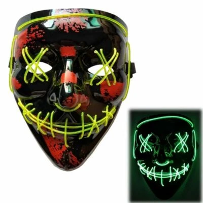 Led Mask Halloween Purge Election Mascara Costume Light Up Mask Glow In Dark 1pc - Image 1 of 4