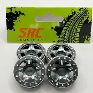 Cerchi Beadlock in alluminio 1,0" 5 stelle cingolati grigio assiale SCX24 TRX4M FCX24 - Foto 1 di 4