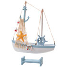 Wooden Mini Sailboat Model Nautical Decor Cute Beach Ship Figurine-CY