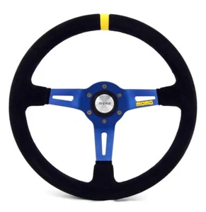 Momo Wildleder Sportlenkrad Modell MOD. 08 350mm schwarz blau steering wheel vol - Bild 1 von 5