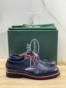 Green George Stringata Uomo Pelle Blu Luxury Handmade Men Extra Light 43 - Imagen 1 de 6