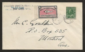 WESTERN CANADA AIRWAYS - CL40 - 1927 Canada RED LAKE cover - Picture 1 of 2