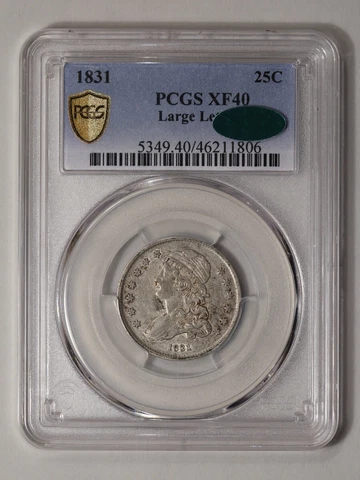 1831 25C Large Letters Capped Bust Quarter PCGS XF40 (CAC) Cover