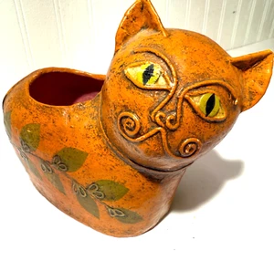 Rare Fanciful Cat 50s 60s Gemma Taccogna Mexico Papier Mache Sculpture Planter - Picture 1 of 15
