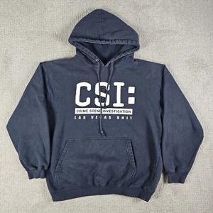 Vintage 90s CSI Crime Scene Las Vegas Hoodie Sweatshirt Mens S Made In USA Blue - Picture 1 of 8