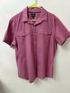 Men’s Slim Fit shirt size large short sleeved small checkered button down Front - Picture 1 of 12
