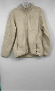 Eddie Bauer Womens Ivory Long Sleeve Zipped Pockets Full-Zip Fleece Jacket Sz M - Picture 1 of 6