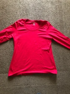 Damen Shirt mittellangarm Baumwolle von Hanes rot Rundhals - Bild 1 von 1