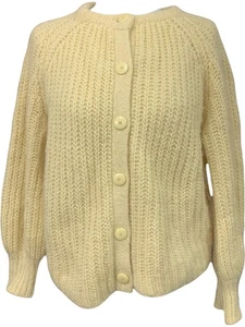 Sézane Yellow Alpaca Mix Cardigan Button Up Chunky Knit Winter Preppy Classic-XS - Picture 1 of 7