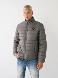 NWT True Religion Down Puffer Jacket Size Med Retail $199 Dark Grey - Picture 1 of 11