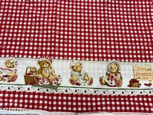 VTG Daisy Kingdom 2000 Cherished Teddies Strawberry Lane Border BTY - Picture 1 of 5