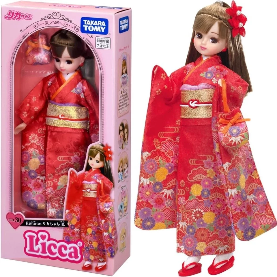 TAKARA TOMY Licca-chan LD-30 Kimono Kurenai fm Japan w/Tracking