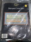 Vintage Golden Bee Stamped Cross Stitch Kit "Goose Girl Picture"  #20248  1986