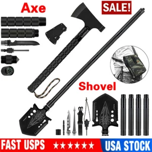 Camping Survival Folding Shovel Axe Tomahawk Outdoor Emergency Gear Multi Tools - Picture 1 of 26