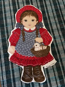 Vintage Doll Fabric Panel Cut to Sew Girl with Duck Basket 18" (sewn) No Stuff - Picture 1 of 4