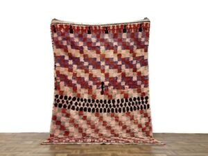 Colorful Check Runner Rug,Checkboard Area,Vintage Carpet,Nursery Berber Rug,5x8f
