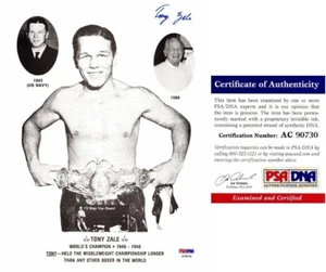 Tony Zale Signed Boxing 8x10 inch Photo - Hall of Fame HOF - Died 1997 + PSA/DNA - Picture 1 of 1