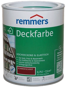 Deckfarbe Wetterschutzfarbe Schwedischrot wasserbasiert Remmers 750ml - Bild 1 von 3