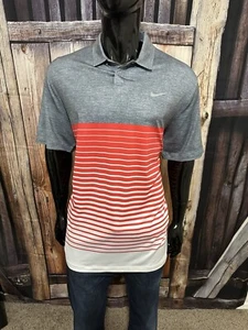 Tiger Woods Nike Golf SS Gray Red & White Stripe Polo Shirt Size Large Mint! - Picture 1 of 8