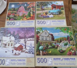 Lot of 4 - 500 Pc Bits & Pieces Jigsaw Puzzles Pastoral Scenes :-) - Picture 1 of 5