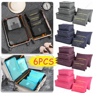 6pcs Packing Cubes Luggage Storage Organiser Travel Compression Suitcase Bags - Picture 1 of 42