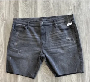 No Boundaries Herren Stretch grau Denim Shorts abgenutzt 9" Schrittlänge 42 schmal neu mit Etikett - Bild 1 von 7
