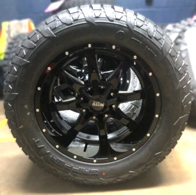 20x10 Black Moto Metal MO970 Wheels 33" Fuel AT Tires 8x170 Ford Super Duty F350 - Image 1 of 3