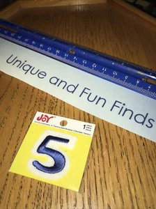 Joy 1 Piece Iron-On Embroidery. Letter "5” Blue. Size 1.5 inch - Picture 1 of 2
