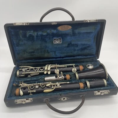 RARO CLARINETE DE MADERA VINTAGE H BETTONEY CB CO 13G CLARINETE BOSTON EE. UU. CON ESTUCHE Foto 1 de 4