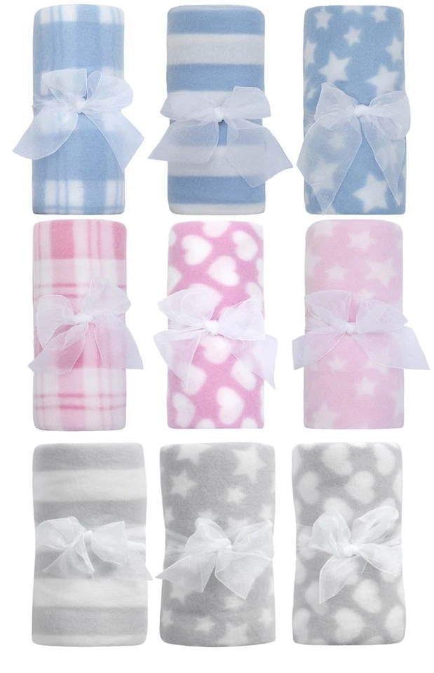 Soft Newborn Baby Boy Girl Fleece Blanket Pram Crib Moses Basket Lightweight - Image 1 of 1