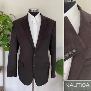Giacca cappotto sportivo Nautica uomo due bottoni marrone blazer pile misto poli 42R - Foto 1 di 10