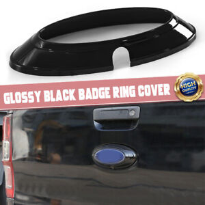 1x Glossy Black Rear Logo Emblem Badge Ring Cover Trim For Ford Ranger 2015-2022