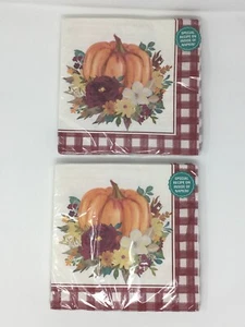 Pioneer Woman 2 Pack 40 Count 15 x 15" Dinner Napkins - Burgundy Gingham Harvest - Picture 1 of 2