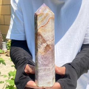 998g Natural Rare Amethyst Lace Agate Tower Quartz Crystal Reiki Healing - Picture 1 of 17