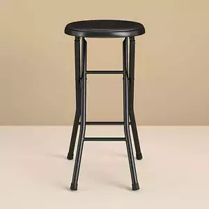 Indoor,Mainstays Folding Metal Stool, Black,Adult,Metal,Steel,Foam,Vinyl - Picture 1 of 5