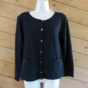J.Crew Painter Tee Solid Black Button Front Crewneck Long Sleeve Cardigan Cotton - Bild 1 von 10
