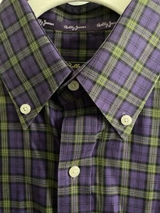 Bobby Jones Golf Men’s Medium 15.5-16 Italian Weave 100% Cotton Plaid Button Up - Picture 1 of 7