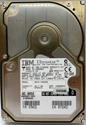 IBM 07N4531 DDYS-T36950 IBM 3.5" 80pin/SCA/Hotswap Hard Drive 36GB SCSI HDD - Image 1 of 2