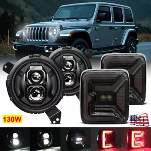 For Jeep Wrangler Sport Rubicon Sahara 18+ JL DOT LED Headlight Rear Tail lights - Picture 1 of 15