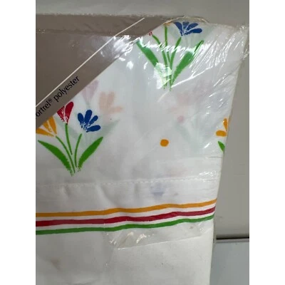 Primarily Bouquets Double Flat Sheet Registry New In Package 80s Tulip Red Blue - Image 1 of 4