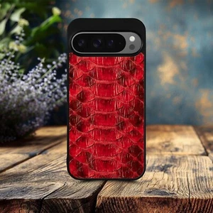 Premium Exotic Python Red Leather Case for Google Pixel 9 Pro XL SkinBacker - Photo 1 sur 6