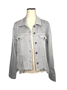 Chaqueta Vaquera Baci Hecha en Italia Dobladillo Crudo Envejecido Y2K Grunge Mujer Gris Medio - Imagen 1 de 12