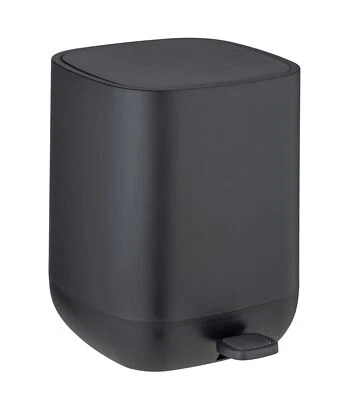 WENKO Treteimer Badezimmerserie Davos 6,5 Liter mit Easy-Close mattem Schwarz - Bild 1 von 4