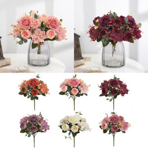 Silk Peony Artificial Flowers Fake Bouquet Buch Wedding Home Party Decor