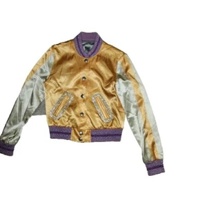 Coach Satin Dirty Gold Varsity Jacket Size Small - Picture 1 of 5