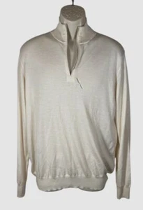 Stefano Ricci Men's Ivory Cashmere-Silk Mock Neck Sweater Size M - Picture 1 of 4