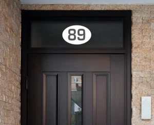 Fanlight House Number Modern Sticker Decal Door Window - OVAL EURO B - Picture 1 of 13