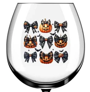 x12 Halloween Pumpkin Bow glass vinyl decal stickers Colour ad193 - Picture 1 of 3